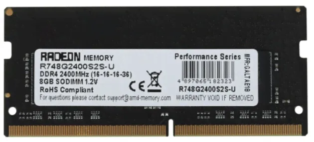 Память SO-DIMM DDR4 8192Mb 2400MHz AMD R748G2400S2S-U Radeon R7 Performance Series RTL PC4-19200 CL1-0